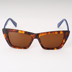 Gafas de sol de acetato estilo ojo de gato para mujer, montura completa de tortuga, patillas azules, protección UV400, estilo adulto, en stock - Product Image 3
