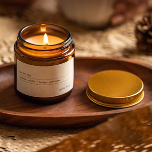 Frasco de Vidrio Ámbar Vacío de Lujo para Decoración del Hogar, Personalizado con Tapa para Velas - Product Image 4
