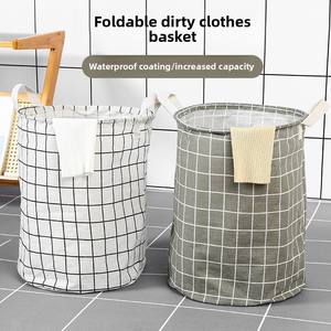 <span class=keywords><strong>Panier</strong></span> à linge rond pliable de grande capacité en coton et lin Organisateur de <span class=keywords><strong>panier</strong></span> à linge pour ranger les vêtements sales - Product Image 2