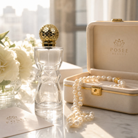 Flacon de parfum en verre transparent personnalisé Posee Beauty avec pulvérisateur à brume fine, capacité 100 ml, petit échantillon, fabriqué au Guangdong, à facettes