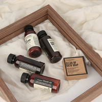 Soins Personnels – Lot de 5 Mini Articles de Toilette Géranium pour Hôtels : Lait Corporel, Shampoing, Après-Shampoing, Gel Douche – Format Voyage