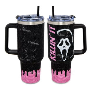 Grande tasse isotherme d'extérieur de 40 oz pour Halloween avec poignée et paille, gobelet à strass de 40 oz, type bouteille sous vide pour la rentrée scolaire - Product Image 3