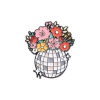 Rétro Disco Pot De Fleur Disco Boule Émail Broche En Métal Broche pour Noël Fête Nationale Halloween Outfit Décoration pour Festive