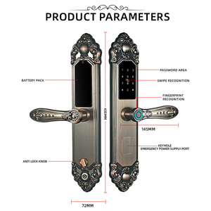 Khóa cửa thông minh sang trọng phong cách châu Âu chống nước, mở bằng vân tay, mật khẩu, chìa khóa, dành cho biệt thự, tích hợp ứng dụng Tuya - Product Image 4