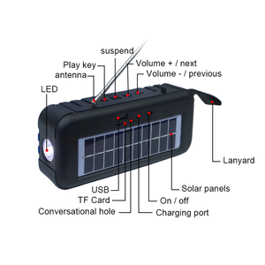 Năng Lượng Mặt Trời Sạc BT Loa Không Dây Stereo Subwoofer Xách Tay Ngoài Trời Music Box Với Đèn Pin FM Radio - Product Image 3