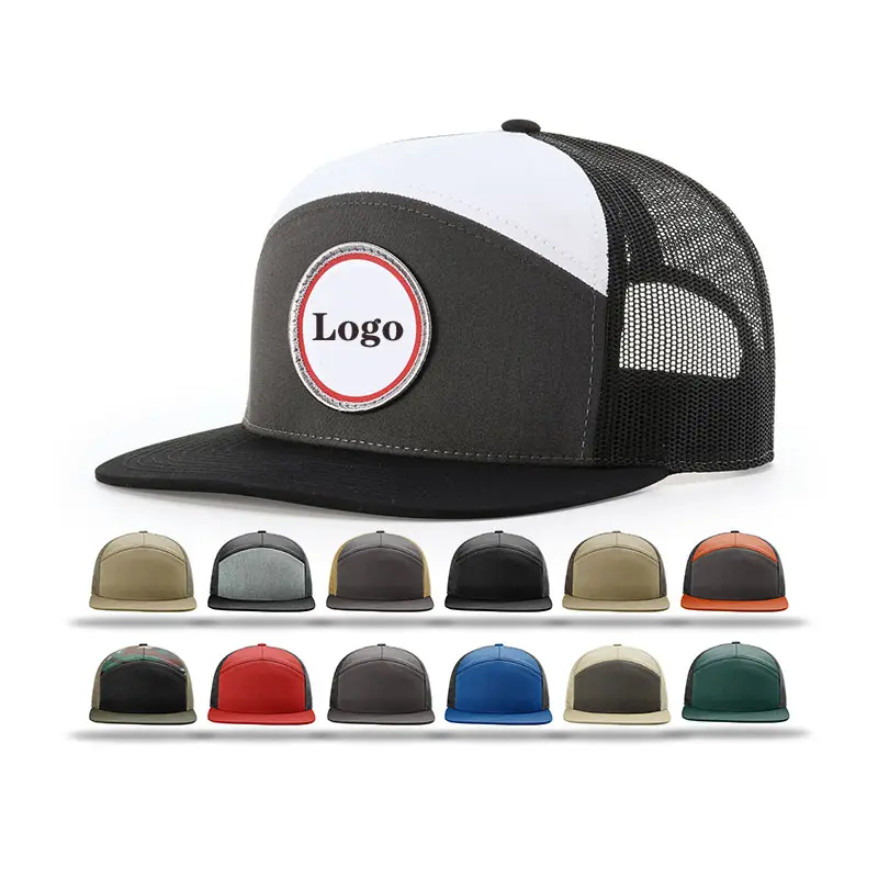 Cappelli con logo wovan patch in pelle personalizzata in pelle 168 7 pannelli con struttura rigida a rete con struttura rigida e snapback cappello da camionista
