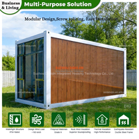 Maison conteneur préfabriquée modulaire 20FT, structure en acier extensible, mini-maison portable, bureau ergonomique pliable avec bureaux, cour intérieure