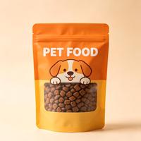 Pochette personnalisée imprimée à fond plat avec fermeture éclair pour aliments pour chiens, sac d'emballage en plastique Mylar recyclable de qualité alimentaire, résistant à la chaleur