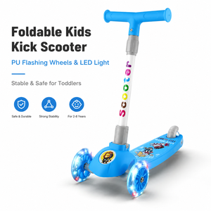 <span class=keywords><strong>Patinete</strong></span> Plegable Moderno para Niños, <span class=keywords><strong>Patinete</strong></span> Ligero de <span class=keywords><strong>3</strong></span> <span class=keywords><strong>Ruedas</strong></span> con <span class=keywords><strong>Ruedas</strong></span> LED de PU, Juguete Educativo para Deportes al Aire Libre <span class=keywords><strong>3</strong></span>-12 Años - Product Image 1