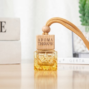 Botol penyegar udara mobil dengan tutup kayu, penyebar Aroma kosong persegi 10ml gaya baru - Product Image 2