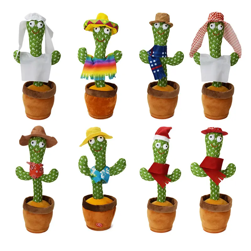 Factory Desk Decoration Holiday Present Electric Cactus Shake Singing Dancing Talking Plush Plant Toy Musical Gifts for Child