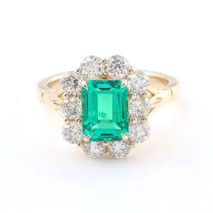 Luxury Ring Custom 14k Yellow Gold 2.5 Carat Lab Grown Emerald Edge Moissanite Diamond Ring Ladies Jewelry 2022 New