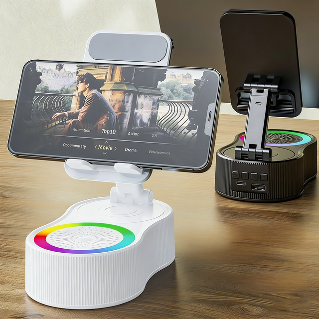 360° Rotation  Phone Stand bluetooth Speaker Colorful Light Foldable Hifi Sound Speaker bluetooth Phone Stand