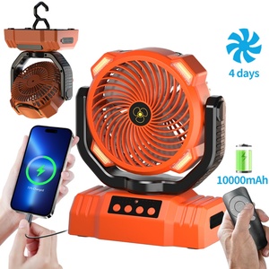 Ventilateur portable rechargeable 10000 mAh pour camping extérieur, USB, suspendable, avec télécommande et éclairage - Product Image 1