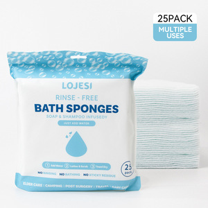 Toalla de baño desechable de 20x20cm, blanca, de tela no tejida, para limpieza con espuma en la ducha - Product Image 4