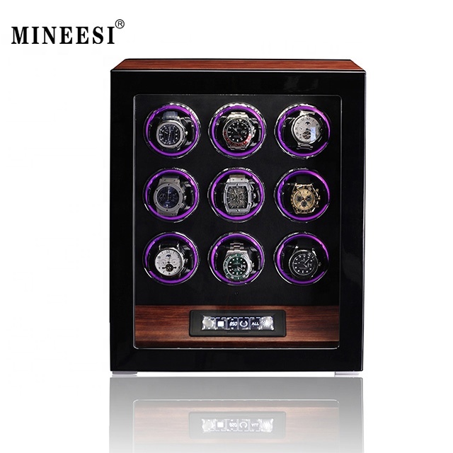 MINEESI Luxury Wooden Watch Winder 2/4/6/9/12 Watches Storage Box with Protective Automatic Chain Lock Eco-Friendly Home Case