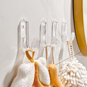 <b>Acrylic</b> Adhesive Hooks Rectangle Wall Mounted Punch Free For Bathroom Door Entryway <b>Storage</b> - Product Image 1