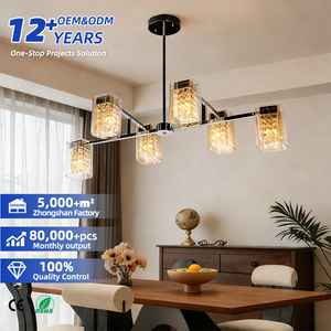 Lámpara de Techo Moderna, Simple, Larga y Lineal, con Múltiples Bombillas, de Cristal, Lámpara Colgante de Lujo para Cocina, Comedor, Bar - Product Image 1