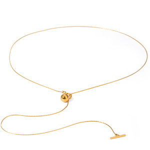 Stainless <b>Steel</b> <b>Ball</b> Pendant Necklace With T Bar Clasp Geometric Design Fashion Jewelry - Product Image 1