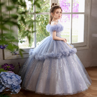 Robe de princesse en tulle de luxe pour filles, robe de bal à volants, tenue de soirée scintillante, sur mesure, OEM, vente en gros pour mariage, fête d'anniversaire, 90-150 cm