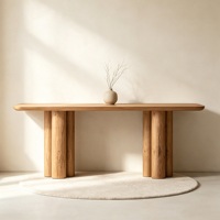 Table console de style rétro, luxe, en bois massif, avec pieds cylindriques arrondis, couleur personnalisable, pour appartement, villa, salon