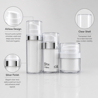 Flacon pompe sans air en acrylique pour cosmétiques, soins de la peau, sérum, beurre corporel, couleur personnalisée, élégant et luxueux, 15 ml/30 ml/50 ml