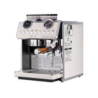 Mesin Kopi Espresso Stainless Steel Komersial dengan Penggiling Terintegrasi, Dual Boiler, dan Steam Wand untuk Kedai Kopi