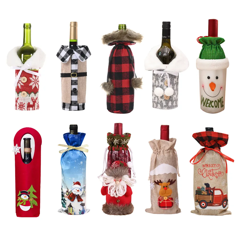 Wholesale Navidad Christmas Decoration Christmas Wine Bottle Cover Merry Christmas Bottle Cover Ornaments Gifts