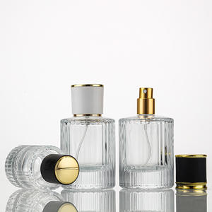 Flacon de parfum rond en verre vide de luxe personnalisé, rechargeable, 30 ml, 50 ml, avec vaporisateur doré - Product Image 1