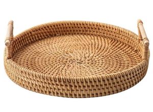 <b>Large</b> Handwoven Rattan & Jute Rope Serving Tray Durable Sustainable and Stylish Decor for Modern Rustic and Coastal Homes - Product Image 3