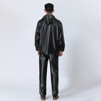 Veste de travail en cuir PU pour moto, avec capuche, poches intégrées, imperméable, couleur noire