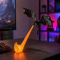 Veilleuse Flamme de Dragon Volant pour Décoration d'Étagère de Chambre, Jouet Lumineux Imprimé en 3D pour Fans de Fantaisie