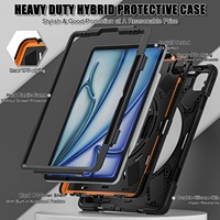Apple iPad Pro 12.9 2018 2020/2021/2022 ve Air 13 2024/2025 M3 Tabletler için 360 Derece Dönebilen Sert Plastik Dayanıklı Kılıf