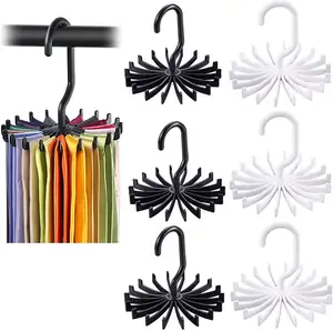 360 Degree Rotating Tie Hanger Tie Rack Hanger Adjustable Belt Scarf Plastic Holder Accessories Giftscreative Gifts
