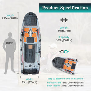 2025 tout nouveau Kayak à pédale modulaire pour une personne pêcheur à la ligne 9.8ft longueur 37 pouces largeur 2 sections Kayak rotomoulé amovible - Product Image 3
