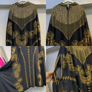 Abaya di Lusso Ricamata in Oro Stile Dubai per Donne Musulmane 2026 Nuovo Abito Kaftan Modesto per Eid Ramadan Matrimonio Vestito Lungo con Perline ODM - Product Image 3