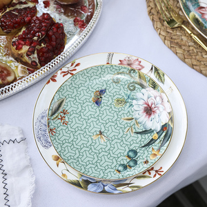 Assiettes <span class=keywords><strong>de</strong></span> table en porcelaine avec motif floral et papillon, service <span class=keywords><strong>de</strong></span> table en céramique, fleurs vertes, nouveau design, vente en gros, assiettes en porcelaine, pour mariage, - Product Image 5