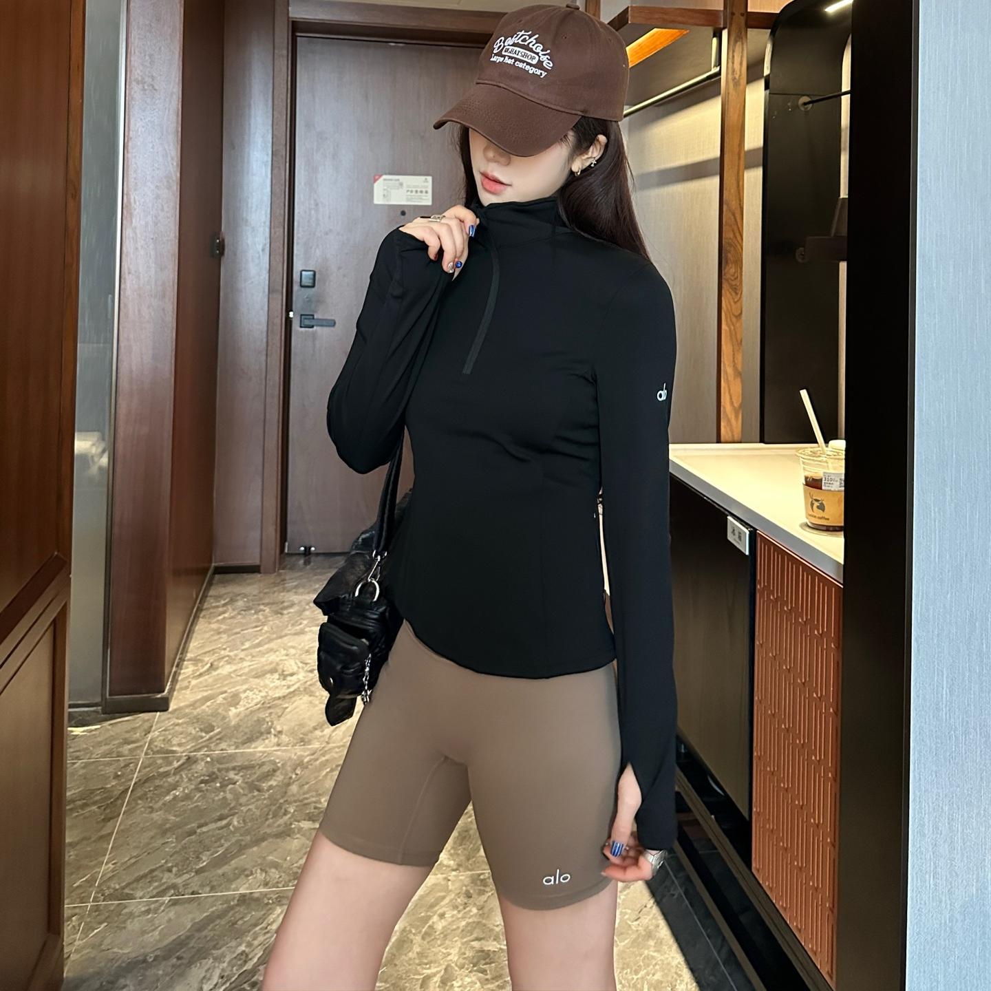 Wholesale Customized AL0 Summer High-quality Women's Top Women's Long Sleeved T-shirt Sportswear Set Fitness Yoga Suit