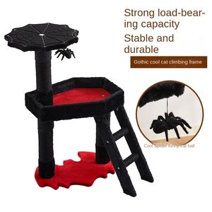 Rak kucing gaya Gotik dengan laba-laba <span class=keywords><strong>Web</strong></span> papan garuk bahan bulu kucing peliharaan pohon memanjat artefak Halloween mainan kucing - Product Image 5