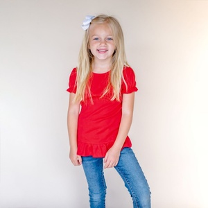 Camiseta Personalizada para Niñas, Manga Corta, Verano, Algodón, Mangas Abullonadas, Ropa de Verano para Bebés - Product Image 2