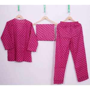 Conjunto de Pijama de Lujo para Mujer, Diseño de Cuello en V, 100% Algodón Satinado, 2 Piezas, Estampado a Mano, Cintura Elástica, Tela Transpirable, Otoño - Product Image 3