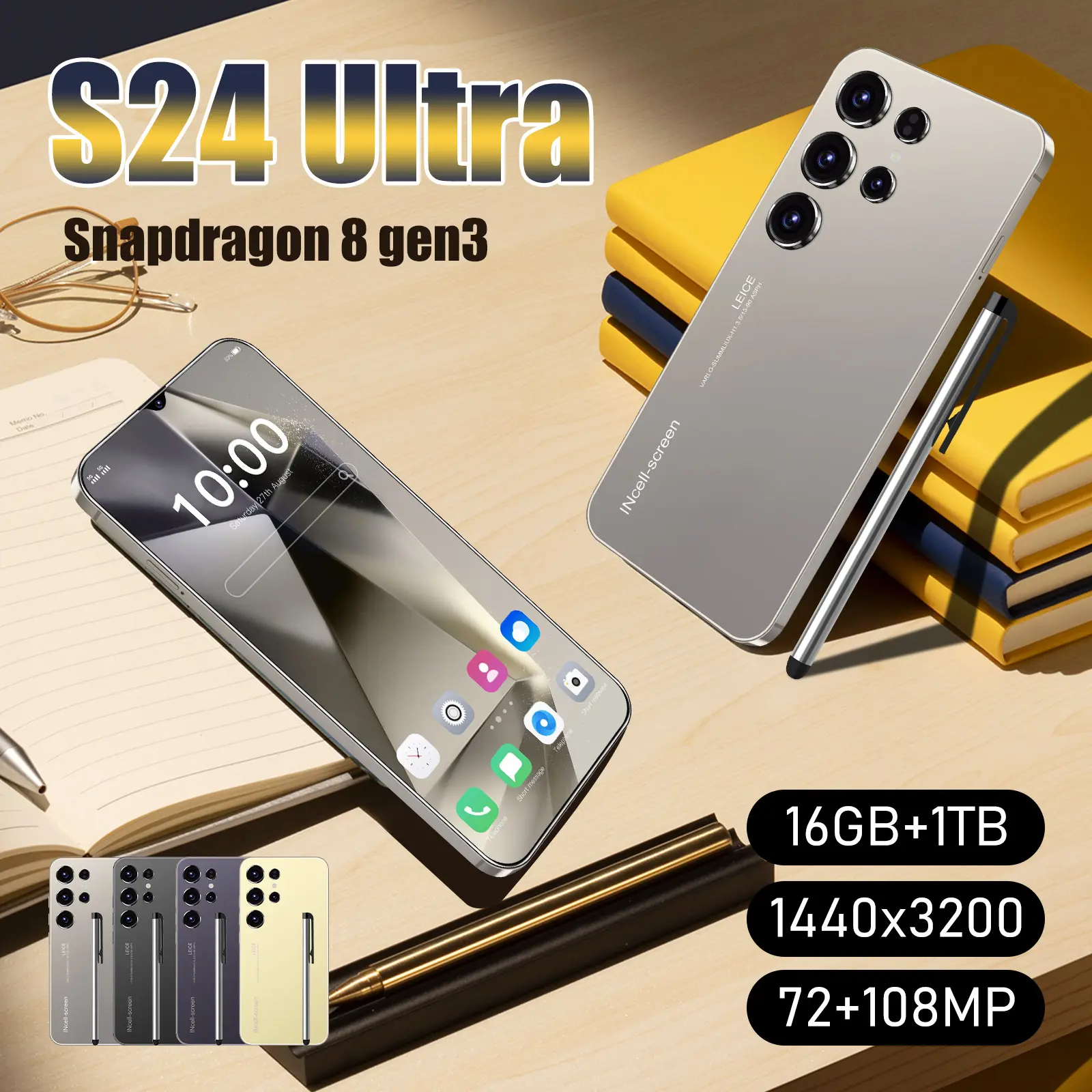 منتج جديد S24Ultra شاشة اندرويد 6.8 بوصة ذكية 4 جيجا هاتف محمول نسخة عالمية للتجارة الخارجية