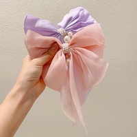 Nouveau doux perle arc pinces à cheveux élégant fille Long ruban chapeaux pinces à ressort mignon Style cheveux accessoires
