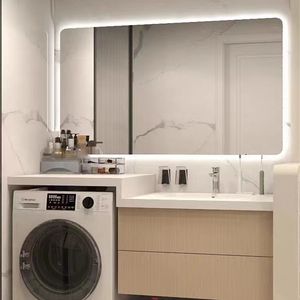 Минималистичное современное умное зеркало для ванной с сенсорным экраном, подсветкой, на заказ, квадратное, с защитой от запотевания - Product Image 2