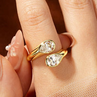 Nouvelle Arrivée en Gros Bijoux Plaqué Or 14K Coupe Poire 6x9mm 1.5CT Couleur D VVS1 Moissanite Bague à Tige Torsadée