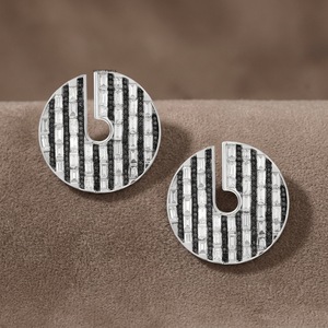 Boucles d'oreilles clous géométriques rondes en diamant naturel, diamants noirs taille baguette, or 10K/14K/18K, argent 925/935, tendance, pour fiançailles et mariage - Product Image 1