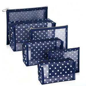 थोक पारदर्शी नायलॉन जलरोधक जाल कॉस्मेटिक बैग स्टेशनरी पाउच कस्टम जाल बैग लोगो यात्रा मेकअप भंडारण बैग के साथ - Product Image 1