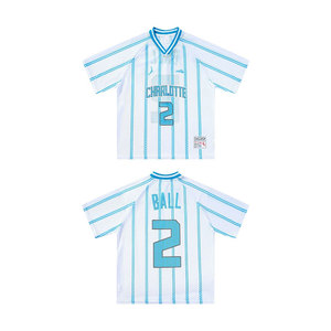 <span class=keywords><strong>Maillot</strong></span> de football <span class=keywords><strong>Charlotte</strong></span> <span class=keywords><strong>Hornets</strong></span> 2026 US CAN MEX Series, col en V, rayures fines bleues et blanches, numéro 2, style Vibe - Product Image 5