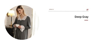 Camisón Largo para Mujer, de Alta Calidad, con Paleta de Colores Atemporal, Suave y Transpirable, con Ribete de Encaje, en Negro, Blanco y Gris, para Venta al por Mayor y Tiendas - Product Image 5