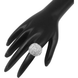 Anillo de Diamantes de 2.31 Quilates, Corte Redondo y Baguette, Diamante Blanco Natural con Halo, Anillo de Compromiso y Boda de Plata Esterlina, Talla 8 - Product Image 3